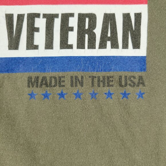 American Veteran Shirt Men's Large Green Military Graphic Crew Neck Short Sleeve - Picture 3 of 14